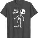 Oh Snap Broken Leg Injury Broken Bones Hospital Skeleton T-Shirt, Dark Heather Gray XL