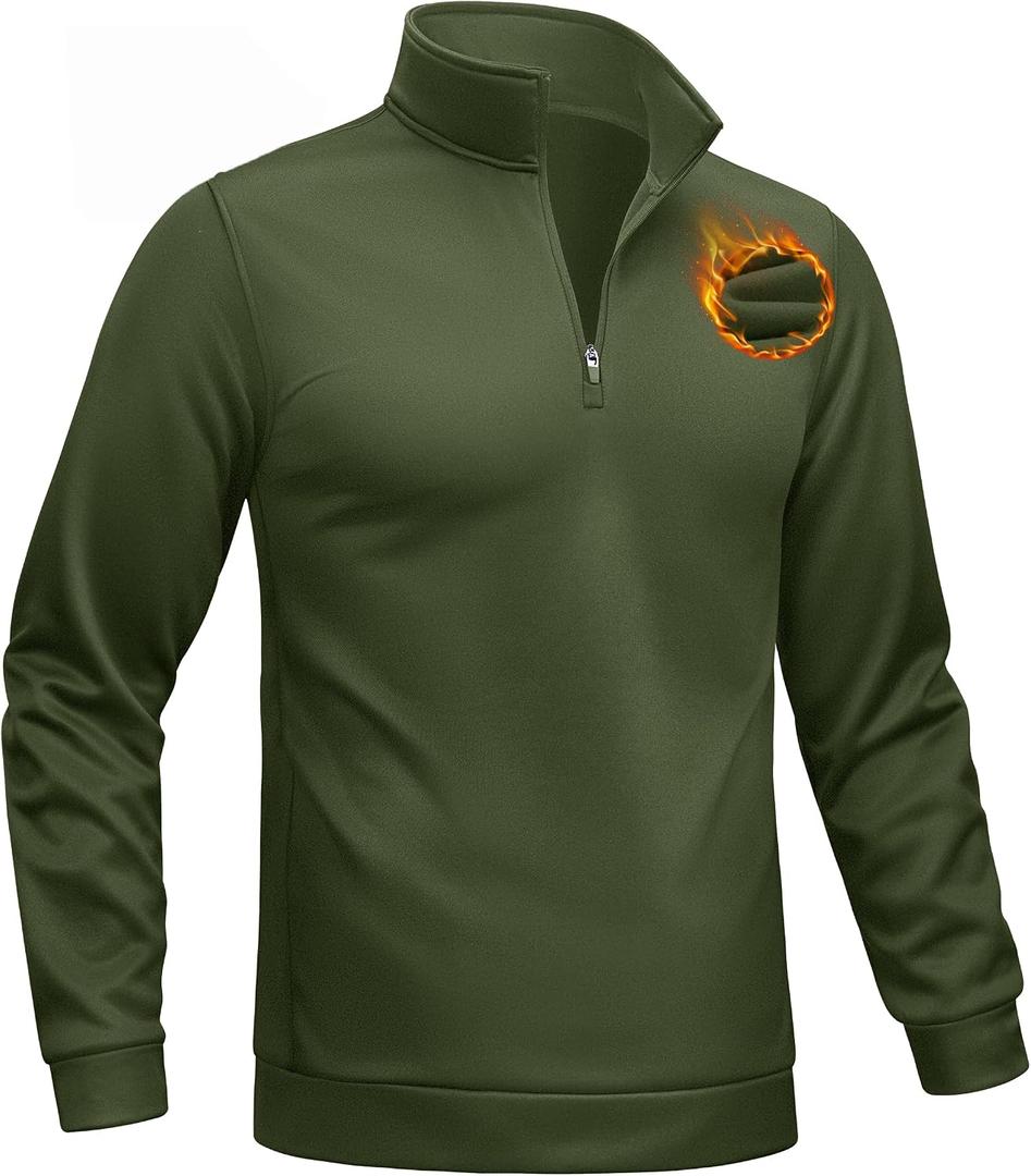 TACVASEN Men's Quarter Zip Pullover Sweatshirts Lightweight Fleece Lined Thermal Sweatshirts 1/4 Zip Golf Sweaters (XL)