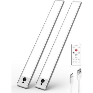 EZVALO Under Cabinet Lights, 14.5'' Motion Sensor Light Indoor Dimmable, Super Bright 4000mAh Rechargeable Closet Lights 5700K with Remote Control, Wireless Under Counter Light for Kitchen, Cabinet