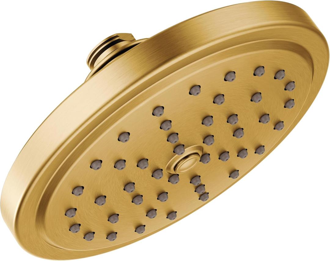 Moen Brushed Gold 7-Inch Single Function Shower Head with Immersion Rainshower Technology, S176BG