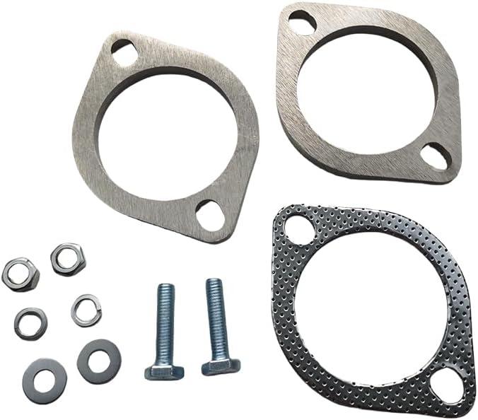 2-Bolt 3" 76mm Exhaust Flange Connection Kit| Exhaust Flange & Gasket Kit with Bolts & Nuts for 76mmODPipes|2Pcs Steel Flange