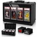 4-Row Graded Card Storage Box with Acrylic Window for PSA and BGS Display