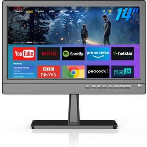 14 inch Small Smart TV Built-in APP, HD Flat Screen Smart TV for Home, Kitchen, RV Camper or On-The-Go Entertainment (Inches, 14)