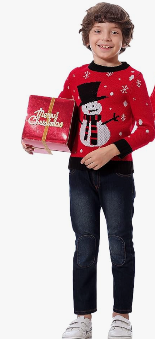 Marvmys Family Matching Christmas Sweater Round Neck Snowman Ugly Knitted Sweater Pullover for Men Women, L