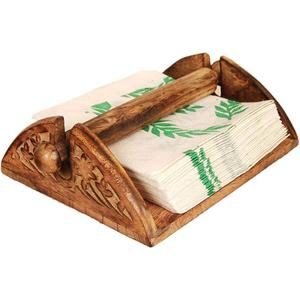Craft Expertise Antique Handcrafted Wooden Napkin Holder – Decorative Tissue Holder Stand for Dining Table, Kitchen & Restaurant (6 x 7 x 3 Inches)
