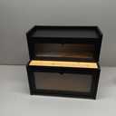 Double Layer Bamboo Bread Box for Kitchen Counter,Bread Holder,Countertop Bread Storage with Window (Black)