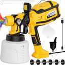 Paint Sprayer for House Painting, Paint Sprayer with 1000W Powerful Copper Motor, 1400ml (47oz) Container, 6 Brass Nozzles & LED Light, Easy to Clean for House, Fence, Furniture, DIY, Garden, Walls