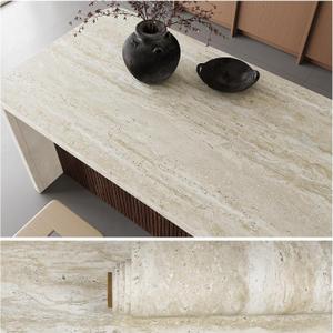 VEELIKE Natural Beige Travertine Peel and Stick Countertops Waterproof Marble Contact Paper for Countertops 24''x354'' Renter Friendly Self Adhesive Vinyl Countertop Wallpaper for Kitchen Bathroom
