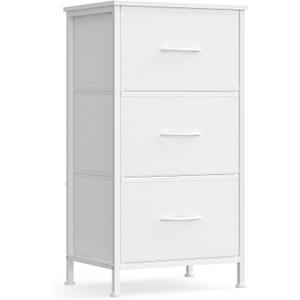 SONGMICS BELLAH Collection - Dresser for Bedroom, Chest of Drawers, Storage Organizer Unit, Closet, Entryway, Steel, 3 Drawers, Modern, Cloud White and Snow White ULGS313W01S