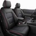HKZ Fit CRV Car Seat Covers Full Set for Honda CR-V 2015 2016 CRV Sport;EX;EX-L;LX;Touring;Special Edition AWD/2WD - Leather (Black with Red Trim)