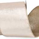 Ribbli Light Champagne Velvet Wired Ribbon 4 Inch Ivory Velvet with Champagne Glitter Christmas Ribbon for Christmas Tree Decoration Big Bow Gift Wrapping Crafts Wreaths Supplies- 10 Yards