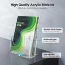 MaxGear Acrylic Brochure Holder 6 x 8 inch, Display Stand Plastic Clear Flyer Holders for 5.5 x 8.5 inch, 5 x 7 inch Menu, Literature, Trifold Pamphlet, Magazine, Countertop or Wall Mount, 6 Pack