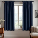Deconovo Blackout Curtains, Thermal Insulated Rod Pocket Window Drapes, Noise Reducing, Oeko-TEX Certified, Room Darkening Curtains for Bedroom/Living Room, 2 Panels, Navy Blue, 42W x 63L