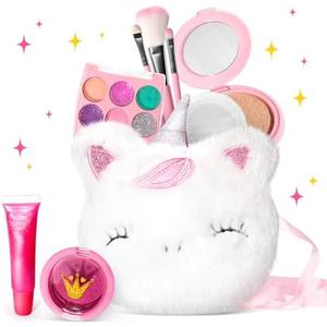 ULOVEME Kids Real Makeup Kit for Little Girls - Real, Non Toxic, Washable Make Up Toy - Umicorn Toys Gift for 3 4 5 6 7 8 9 10 12 Years Old Girls Birthday (Mini White Umicorn)