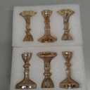 Gold Glass Candlestick Set of 6 Clear Crystal Glass Candle Holders Taper Holder Decor for Wedding Birthday Party