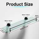 20 Inches Glass Shelves for Bathroom, Matte Black Floating Glass Shelf Stainless Steel Tempered Glass Bathroom Shelves for Wall Mount Modern