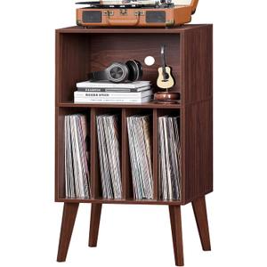 Lerliuo Record Player Stand, Walnut Turntable Stand Holds up to 160 Albums, 18.1 inches x 15.7 inches x 34.2 inches