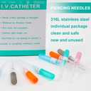 IV Catheter Piercing Needles Mixed 50Pcs 14G 16G 18G 20G 22G Piercing Needles for Ear Nose Lip Belly Navel, Catheter Hollow Needles Start Kits Piercing Supplies