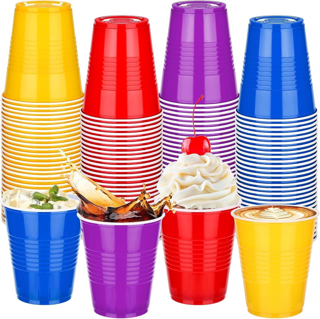 Kochorie 60 Pcs 12 Oz Plastic Cups, Colorful Disposable Party Cups, Heavy Duty Drinking Cup Bulk for Wedding Birthday Baby Shower Family Gatherings Festive Celebrations (Assorted Colors)