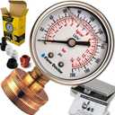 Water Pressure Glycerin Filled Gauge Kit, All Purpose, 6 Parts Kit, 0 To 200 Psi, Standard 3/4" Female Garden Hose Thread Plus 5 Adapters To Test in Multiple Locations Indoors and Outdoors
