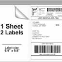 Axidou 8.5 x 5.5 Inch Half Sheet Shipping Labels for Laser and Inkjet Printers, 600 Labels/300 Page (2 Labels/Page), Permanent Self Adhesive Mailing Labels for Printer