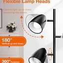 addlon Tree Floor Lamp with 3 Adjustable Rotating Lights and Matching LED Bulbs, Standing Tall Pole Lamps for Living Room, Bedroom, Home, Office - Black
