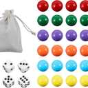 30Pcs 18MM Game Marbles Replacement for Wahoo Board Game with 6 Dices,6 Colored Replacement Balls and 1 Storage Bag