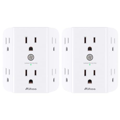 2 Pack Surge Protector Outlet, Outlet Splitter, Multi Plug Wall Outlet with 6 Wall Outlets, Outlet Adapter, Plug Extender, Outlet Extender for Home Office Dorm Room