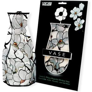 MODGY Collapsible and Expandable Plastic Flower Vase, Unbreakable, Foldable, Decorative Modern Centerpieces, Table Decorations, Louis C. Tiffany Magnolia Window, 1 Pack