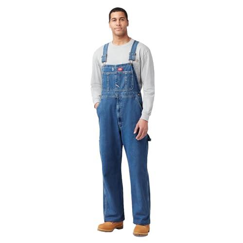 Dickies mens Denim Bib overalls and coveralls workwear apparel, Stone Washed, 32W x 32L US