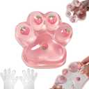 Large Cat Paw Taba Squishy Squeeze Toys 5-inch Strawberry Pink Fufu Squishy with Plastic Gloves Sensory Stress Relief Fidget Toys for Party Favors Sensory Anxiety Toys for Adults (Strawberry)