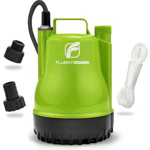 FLUENTPOWER 1/4HP Utility Pump 1900GPH Portable Submersible Sump Pump, Manual Control with 16.4 Ft Cord for Draining Water from Pool Pond Garden Hot Tub Basement Tankless Heater Liquids