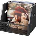 Vinyl Record Storage with Separators, Record Storage Box for 7/10/12 inch 60+ Vinyl Records Organizer Cases Wood Crate for Magazine Holder Black