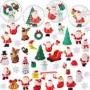 Skylety 40 Pieces Mini Resin Christmas Figurines for Snow Globe DIY Crafts Village Decorations - Small Xmas Santa Snowmen Miniature Ornaments Snowglobe Making Kit