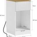 SoBuy White Narrow Nightstand with Charging Station | Small Nightstand with 1 Drawer and Open Shelf, USB & Type-C Ports for Bedroom, Living Room & Dorm, FBT172-WN