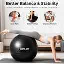 Extra Thick Exercise Yoga Ball, 5-Size Anti-Burst Heavy Duty Stability Gym Ball for Fitness, Core Workout, Pregnancy & Office Chair, Includes Quick Pump