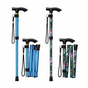2 x Walking Cane, Folding Cane for Man & Women, Portable Lightweight | 5-Level Adjustable Height, Collapsible Cane for Seniors Balancing Mobility Aid