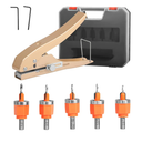 6Pcs Limit Countersink Drill Bit Set with Hole Punch, Adjustable Depth Wood Countersink Drill Bit Kit, Includes 1/8"-5/32" Bits & 3/8" Punch, Perfect for Woodworking & PVC Edge Banding (Bits + Plier