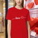 Valentines Day Shirt for Women Valentines Love Heart T-Shirts Romantic Love Tee Tops (Red, XL)