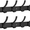 Optish Coat Rack Wall Mount, Wall Hooks for Hanging, Entry Coat Hooks Coat Hanger, Hat Rack Holder for Wall, Key Holder Purse Racks, Towel Rack for Bathrooms (2 Pack, Black)