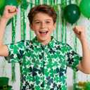 UNICOMIDEA Boys St. Patrick's Day Shirt Kids Green Shirts Short Sleeve Button Down Tops 5-14 Years