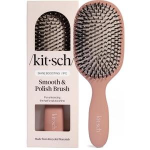 Kitsch Smooth & Polish Brush Dual Bristle Detangler Brush, Shine & Frizz Control Vegan Boar & Nylon Hair Brush with Cushioned Pad for Scalp Massage Hair Care Tool for All Hair Types - Terracotta