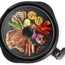 Elite Gourmet EMG1100 11" Electric Indoor Nonstick Grill Dishwasher Safe, Cool Touch, Fast Heat Up Ideal Low-Fat Meals, Includes Tempered Glass Lid, Black