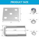 Square U-Bolt Kit for Boat Trailer Mounting Axle Leaf Springs Zinc(4 U-Bolt + 2 Plate),Heavy Duty Square U-Bolts with Nuts and Frame Plate for Trailer Automobiles Trailer (2" W x 5" L)