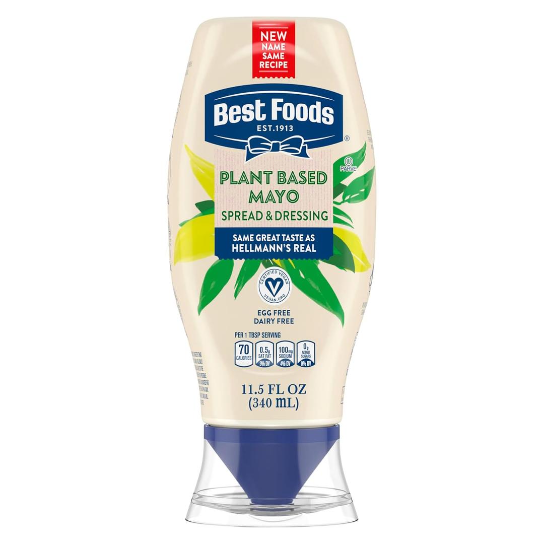 Best Foods Plant Based Dressing and Spread Vegan 1 ct for a Rich, Creamy Plant-Based Alternative to Mayo Same Great Taste, Plant Based, Free From Eggs 11.5 oz (EXP 06/01/26)
