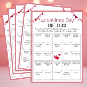 GOLRMC Valentines Game for Adults - 25 Pcs Galentine's Day Games Party Ice Breaker Game - Galentine's Bingo Games Party Favors -A02
