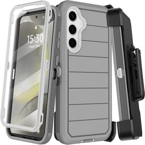 for Samsung Galaxy S24 Plus Case with Belt Clip Holster & Kickstand,Built-in Screen Protector,Heavy Duty Shockproof Drop Protection Military Grade Full Body Rugged Phone Cover (6.7") (Gray)