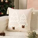 Christmas Tree Pillow Covers 18x18 Decorative Christmas Beige Throw Pillow Cases Winter Holiday Couch Cushion Case for Sofa Bed Room Home Decor