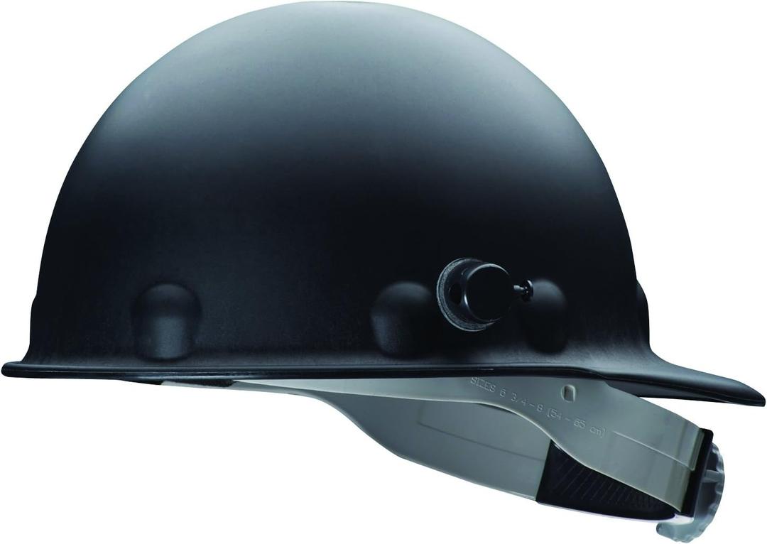 Honeywell Fibre-Metal by P2HNQRW11A000 Super Eight Fiber Glass Ratchet Cap Style Hard Hat with Quick-Lok, Black