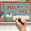 2 x Personalized Gifts for Chicken Lovers  Writable Chicken Coop Sign, Vintage Metal Tin Sign for Outside Fence, Farm Gate or Indoor Wall Decor, Perfect Christmas Decoration 12"X8"